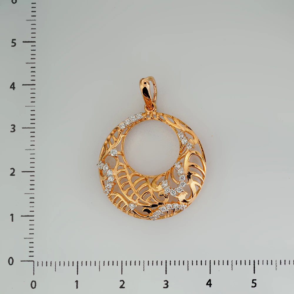 Подвес с фианитом из красного золота 585 пробы