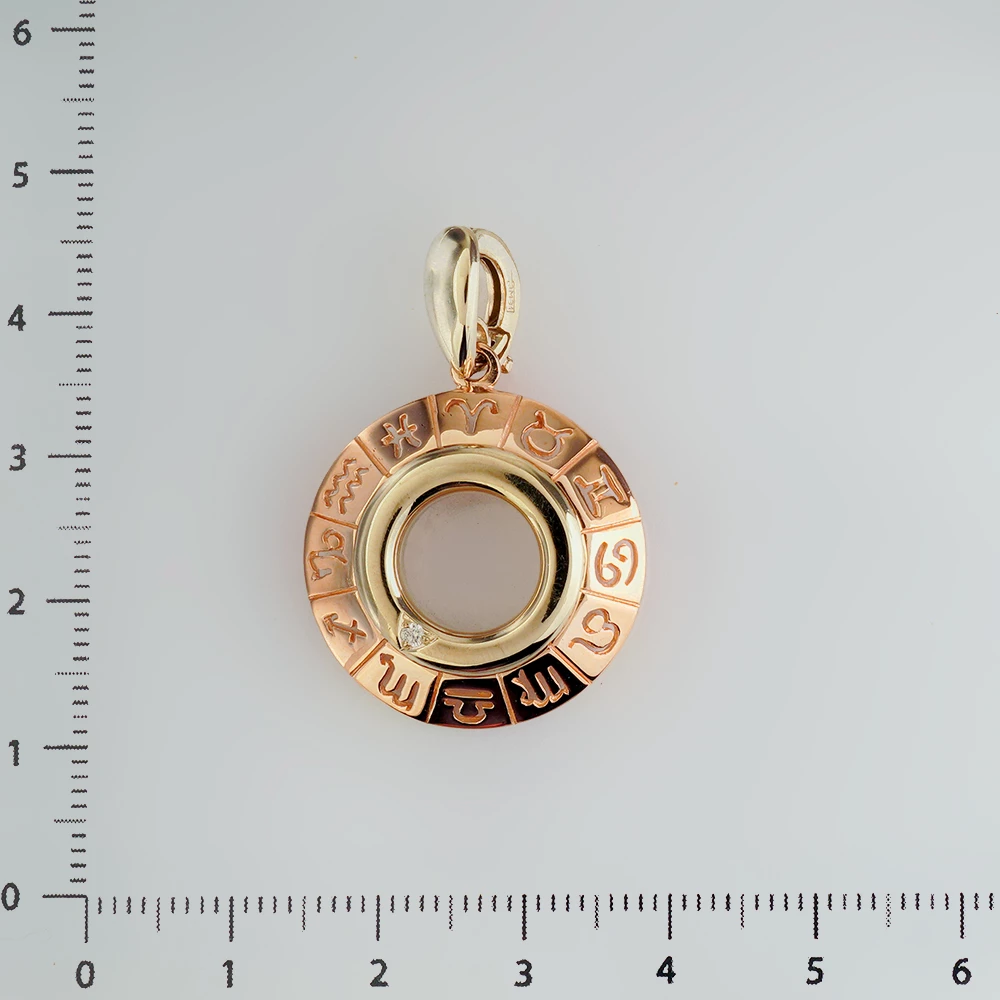 Подвес с бриллиантом из красного золота 585 пробы