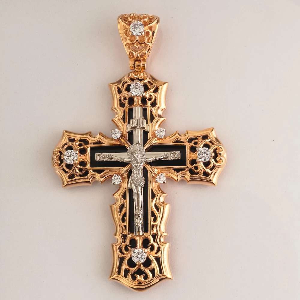 Подвес с фианитом из красного золота 585 пробы