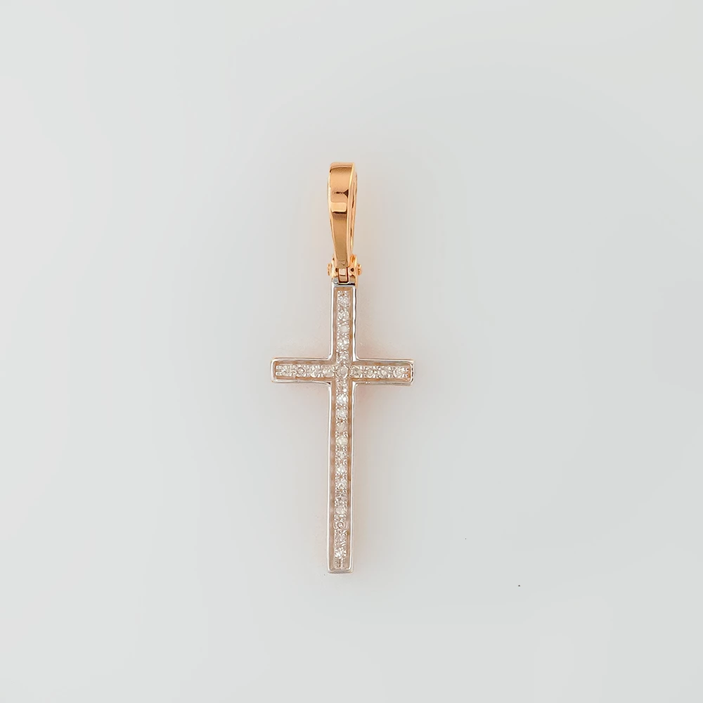 Подвес с бриллиантом из красного золота 585 пробы