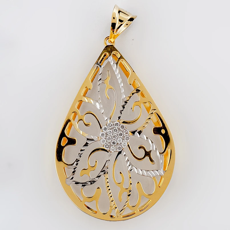 Подвес с фианитом из желтого золота 585 пробы