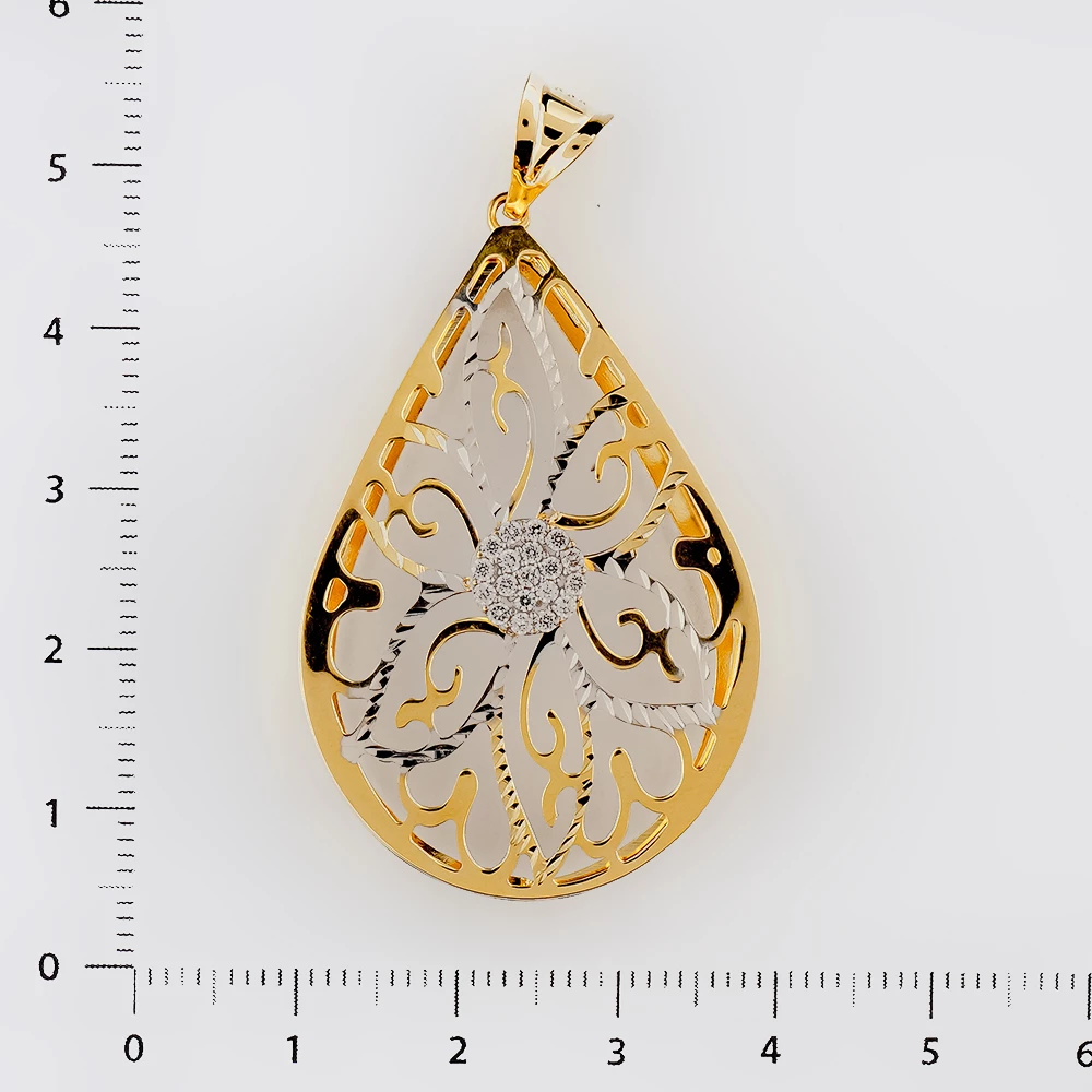 Подвес с фианитом из желтого золота 585 пробы