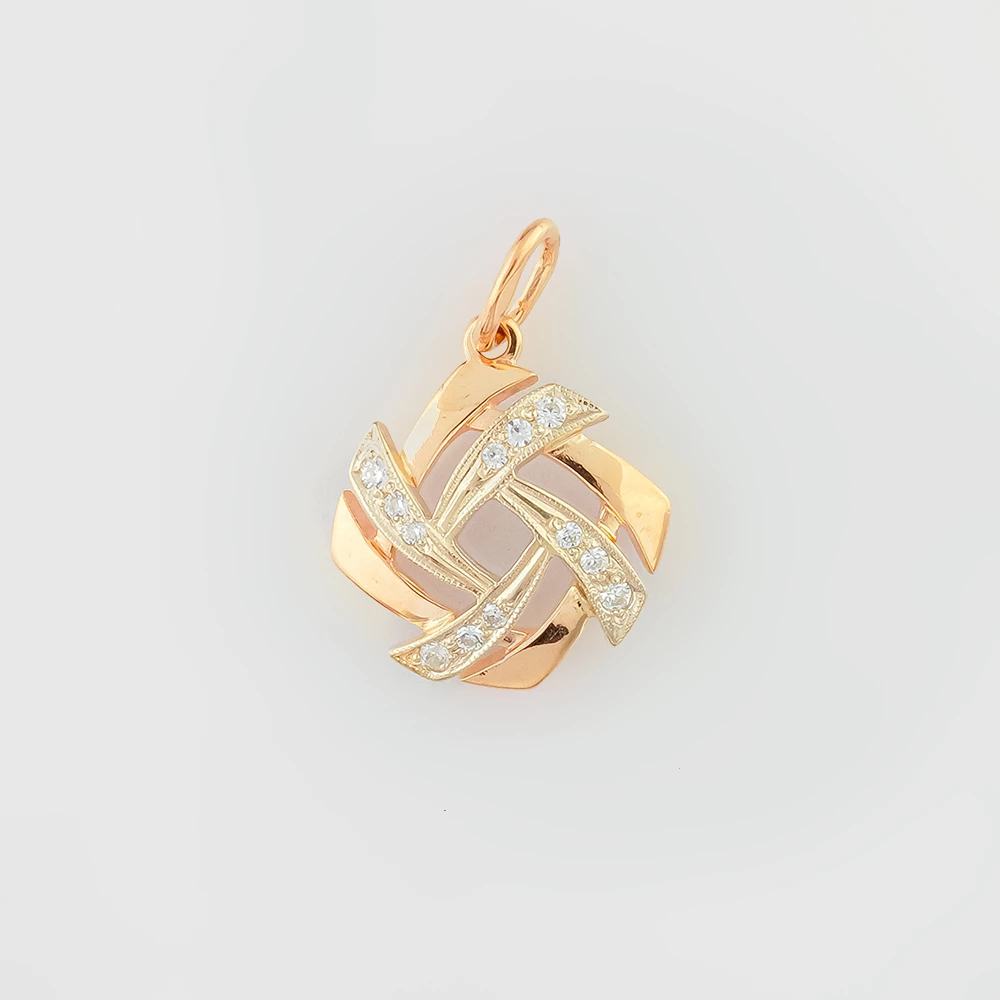 Подвес с фианитом из красного золота 585 пробы