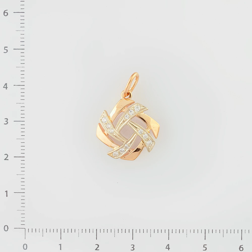 Подвес с фианитом из красного золота 585 пробы