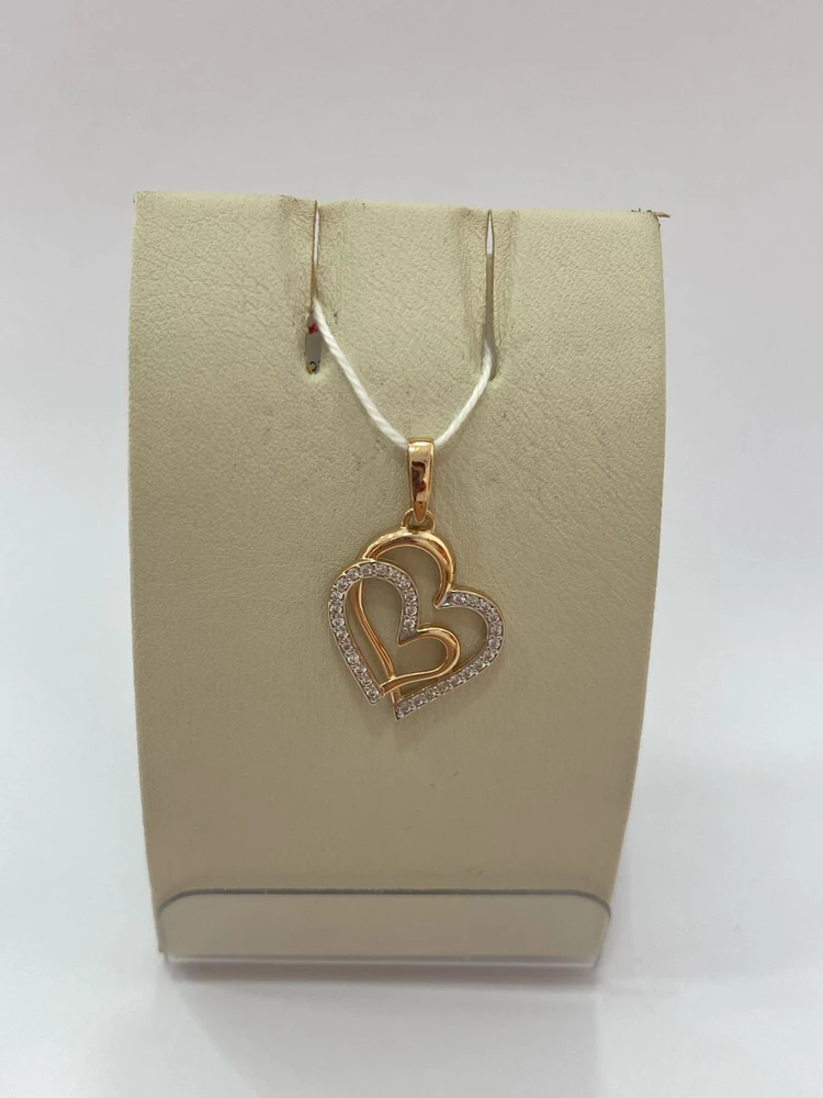 Подвес с фианитом из красного золота 585 пробы