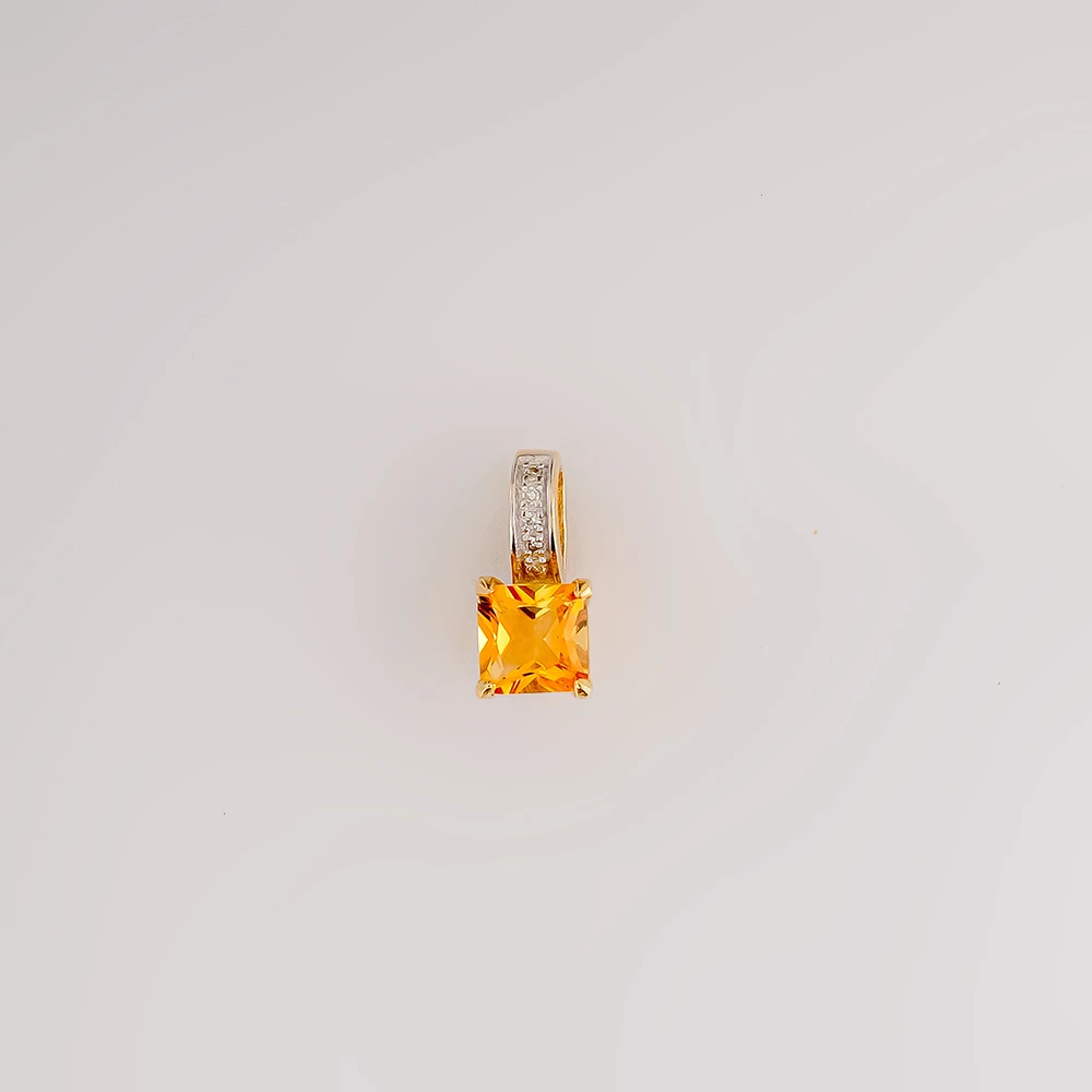 Подвес с цитрином из желтого золота 585 пробы