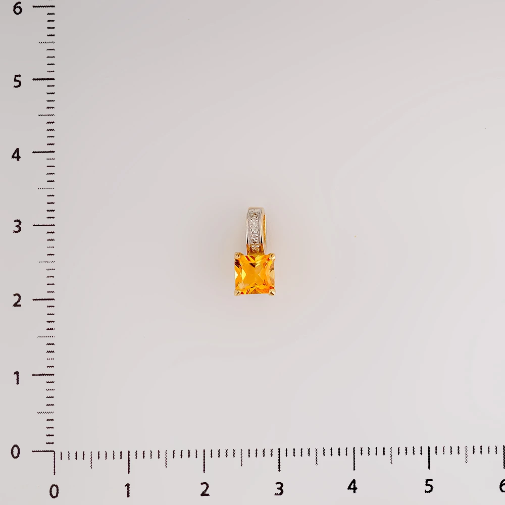 Подвес с цитрином из желтого золота 585 пробы