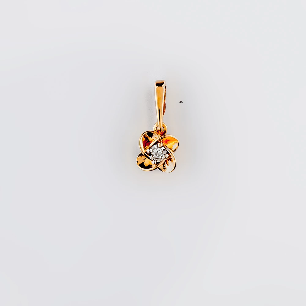 Подвес с бриллиантом из красного золота 585 пробы