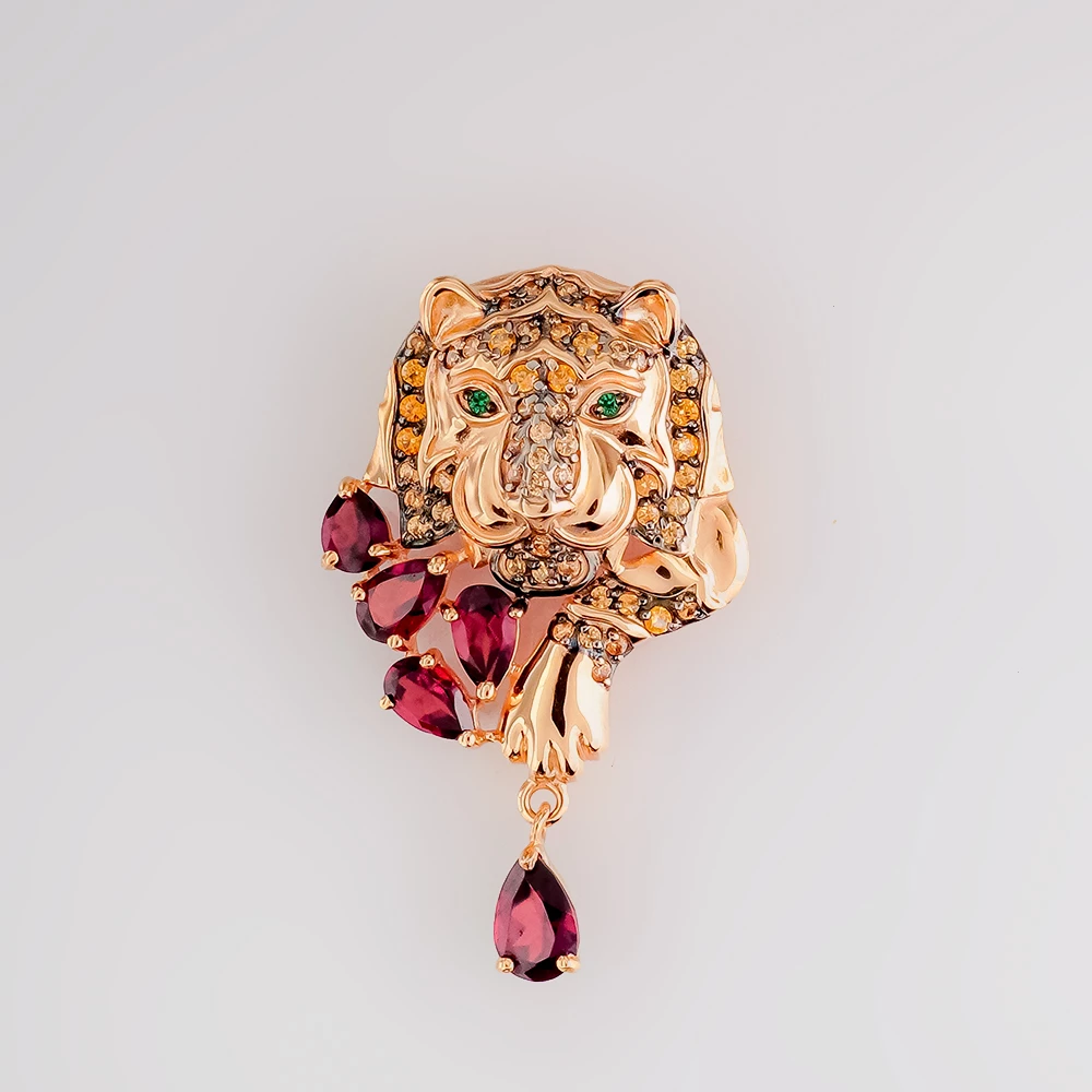 Подвес с гранатом из красного золота 585 пробы