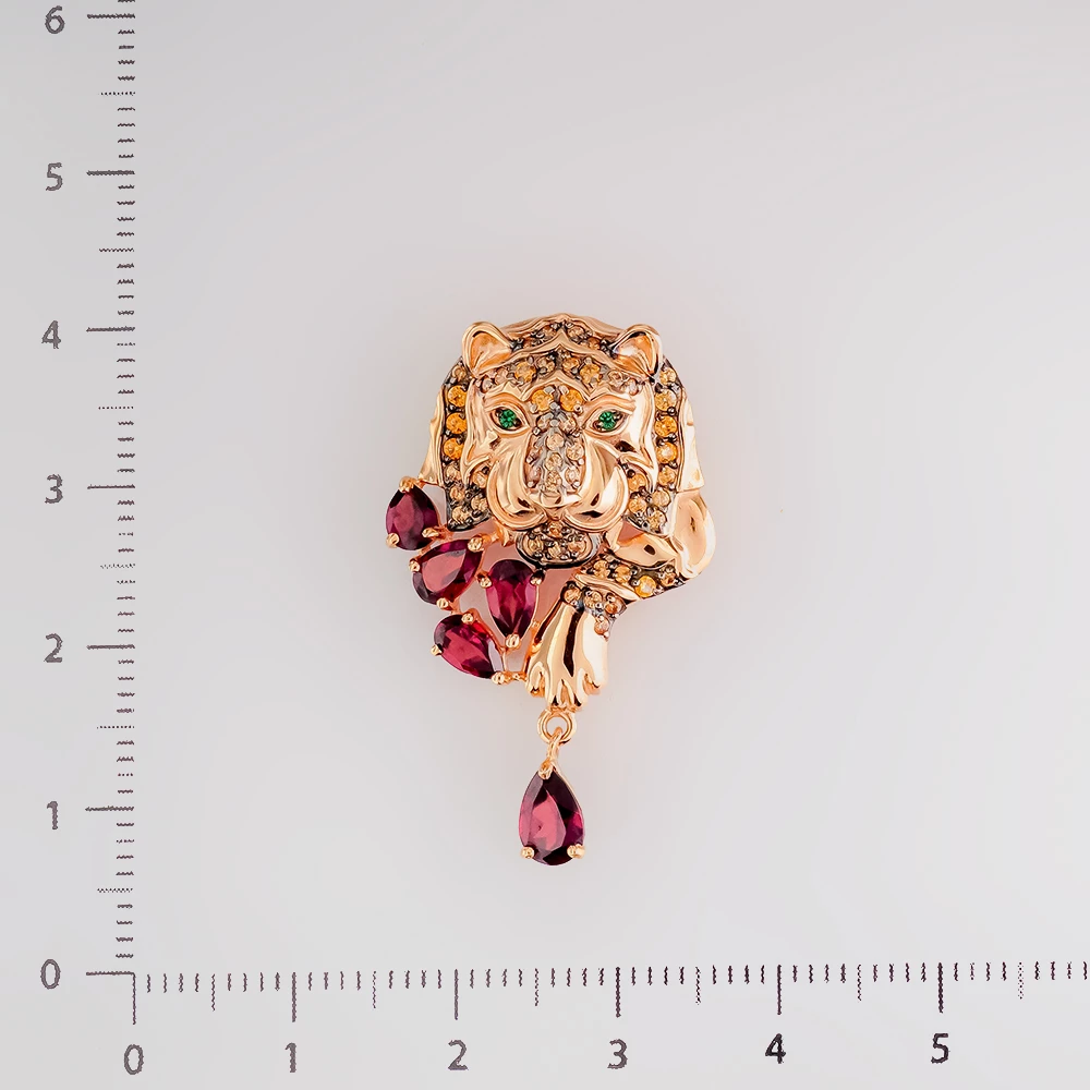 Подвес с гранатом из красного золота 585 пробы