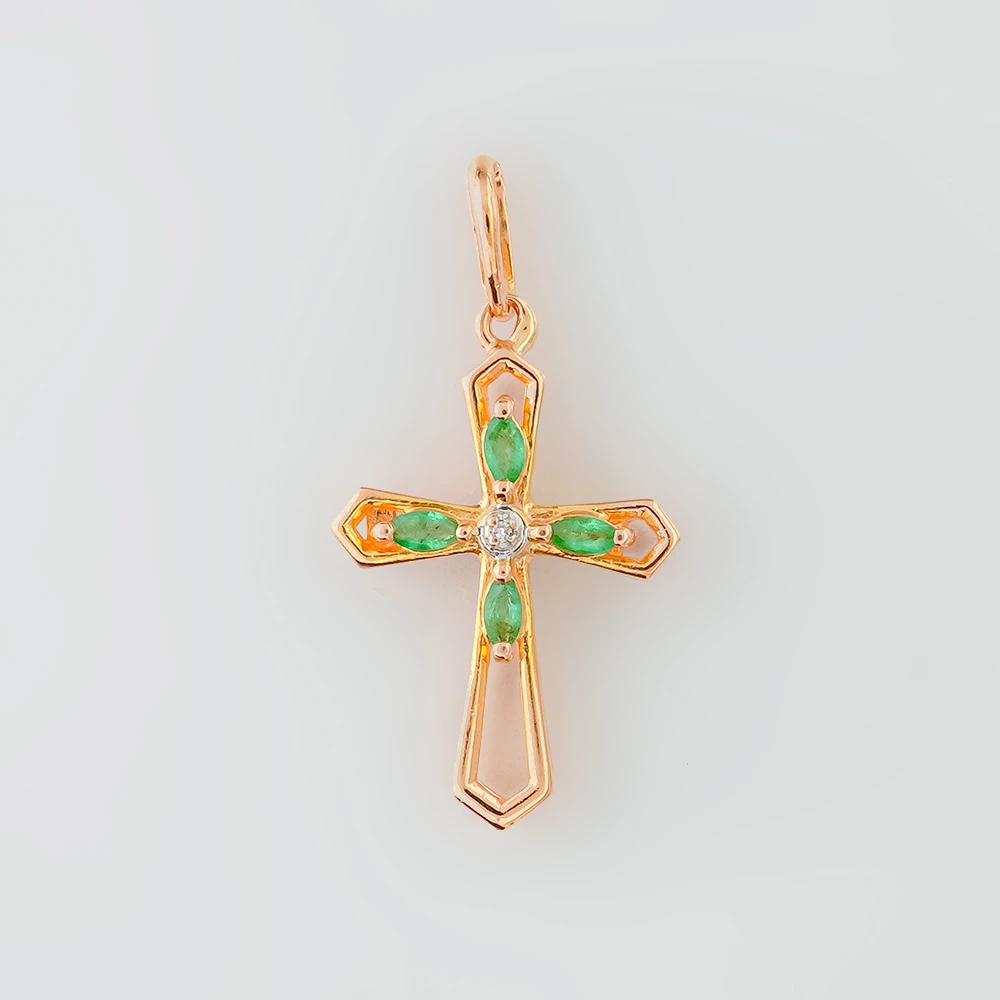 Подвес с изумрудом из красного золота 585 пробы