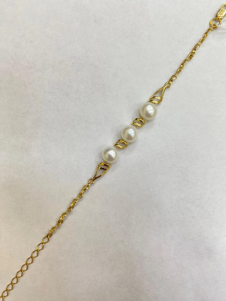 Браслет с жемчугом из желтого золота 585 пробы 1