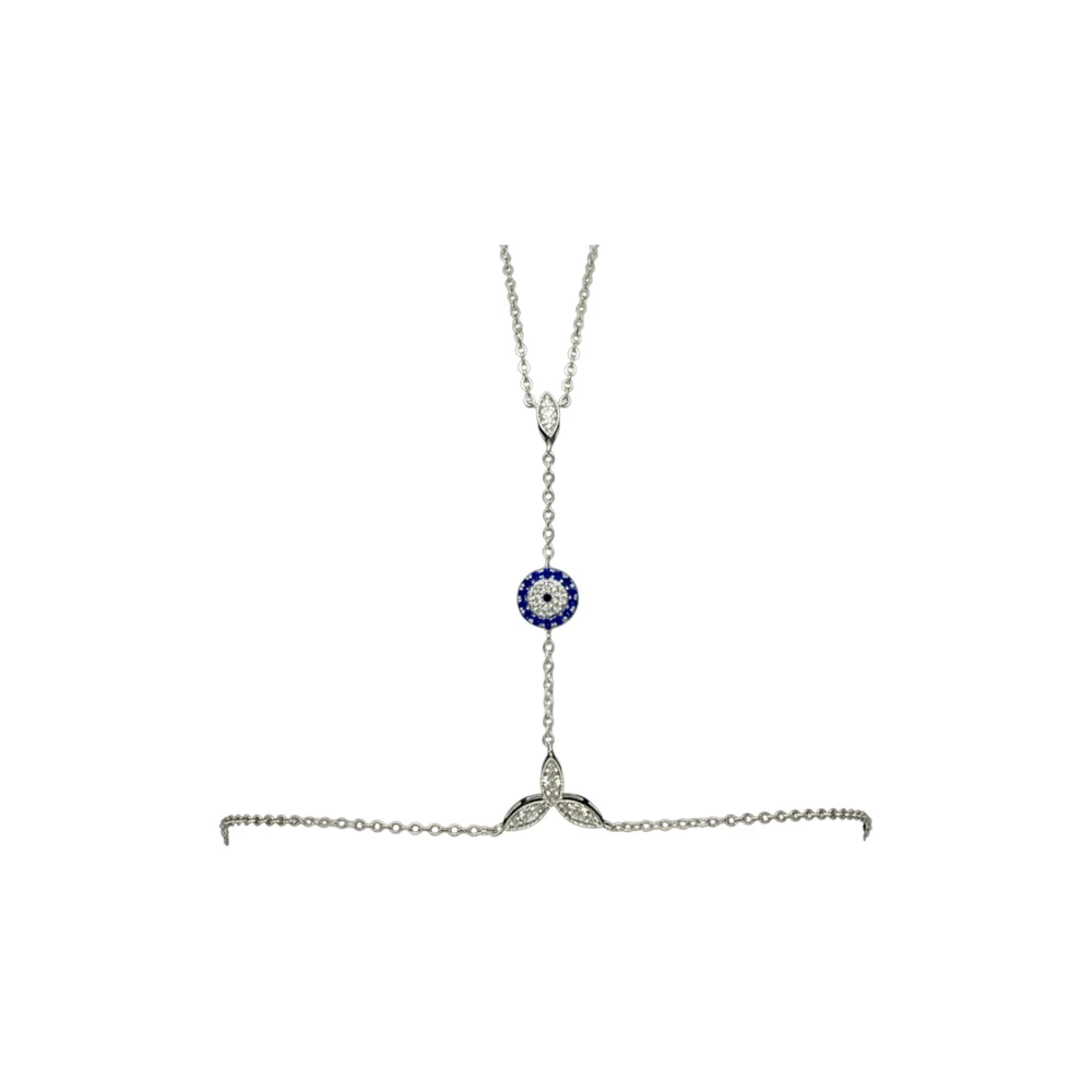 Браслет с сапфиром из белого золота 750 пробы