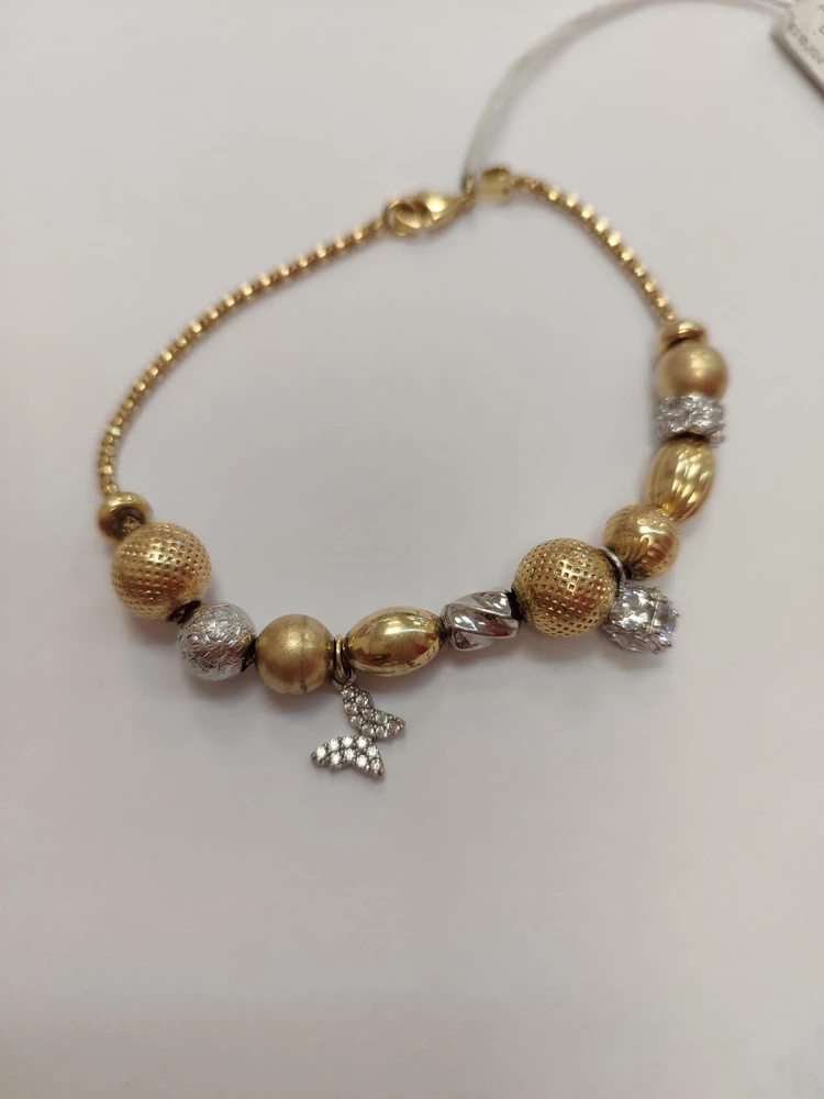 Браслет с фианитом из желтого золота 585 пробы