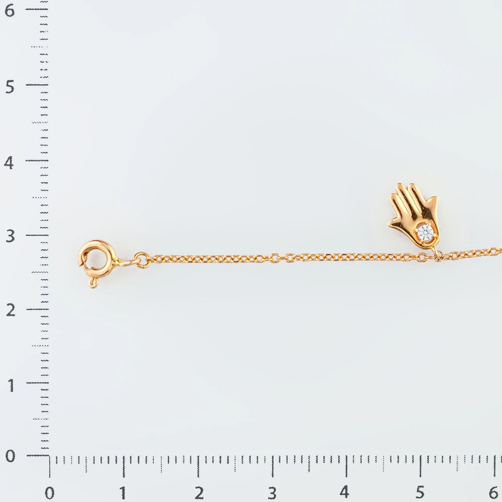 Браслет с фианитом из красного золота 585 пробы