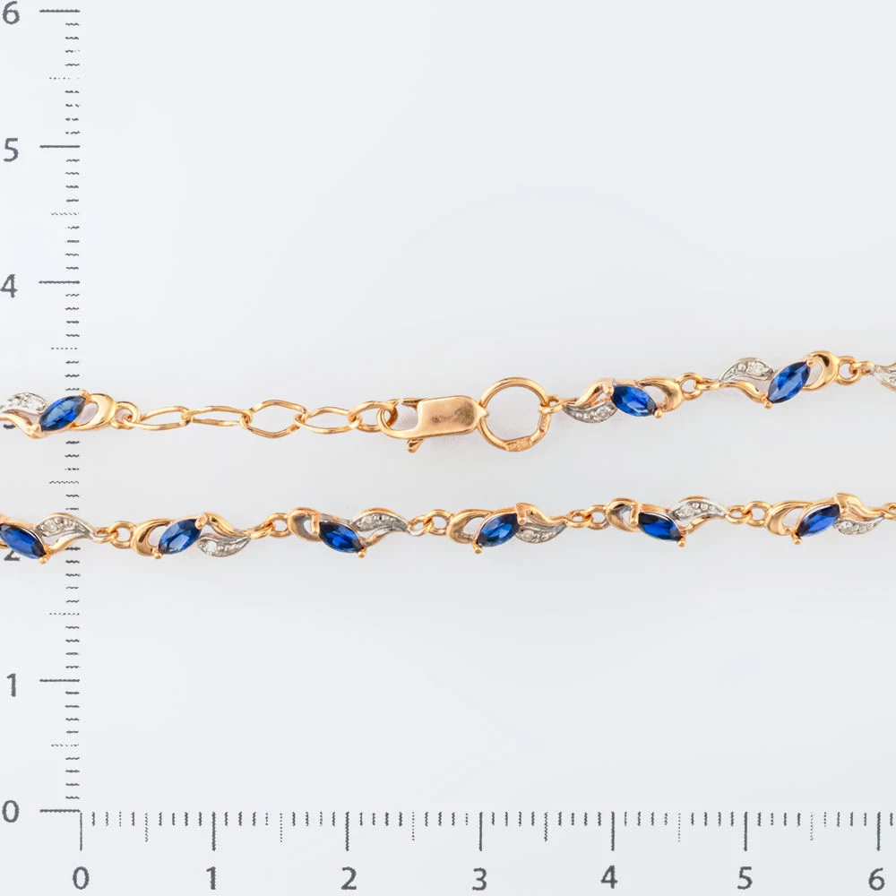 Браслет с сапфиром синтетическим из красного золота 585 пробы