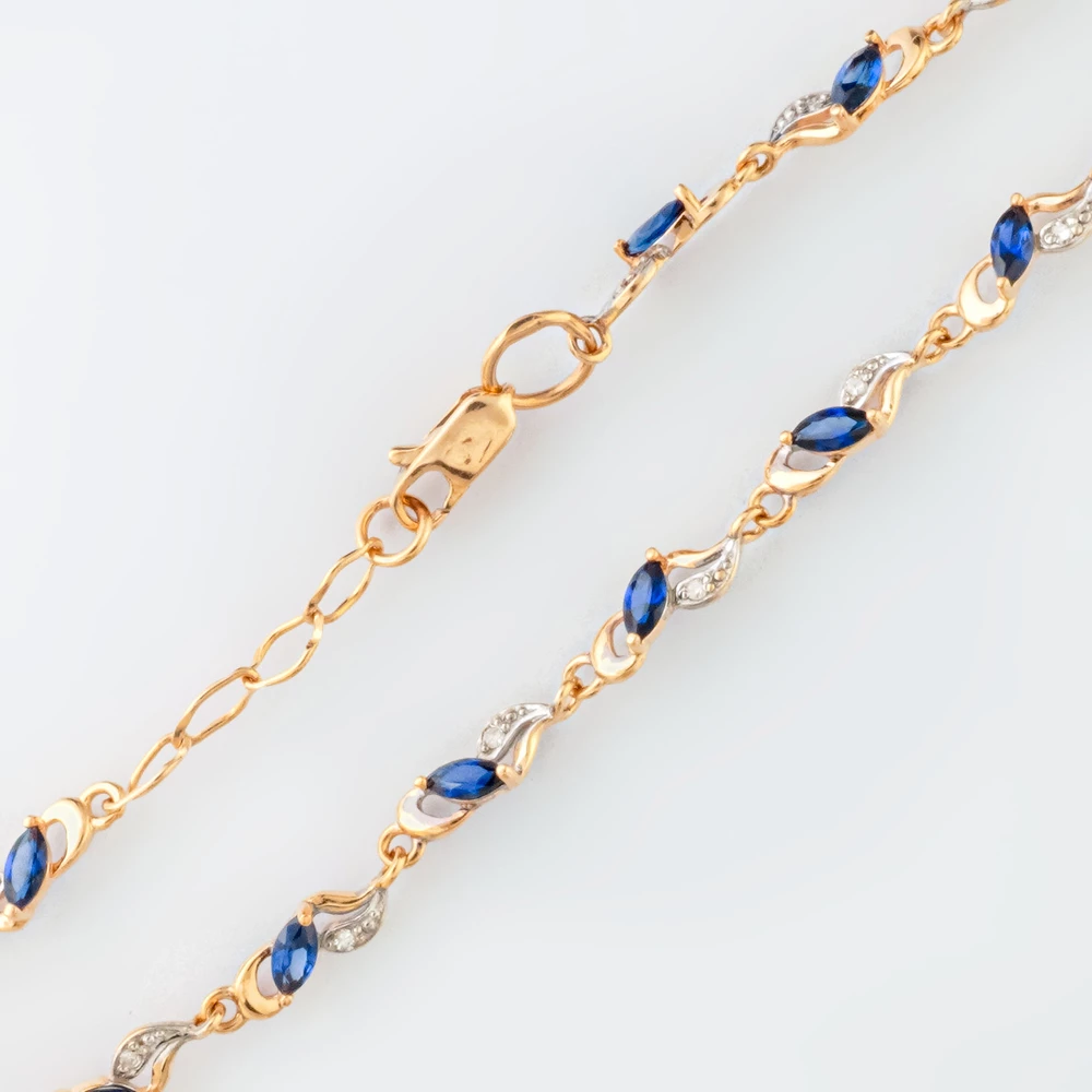 Браслет с сапфиром синтетическим из красного золота 585 пробы