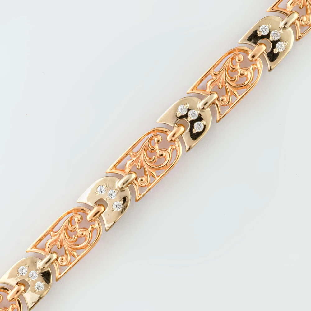 Браслет с фианитом из красного золота 585 пробы