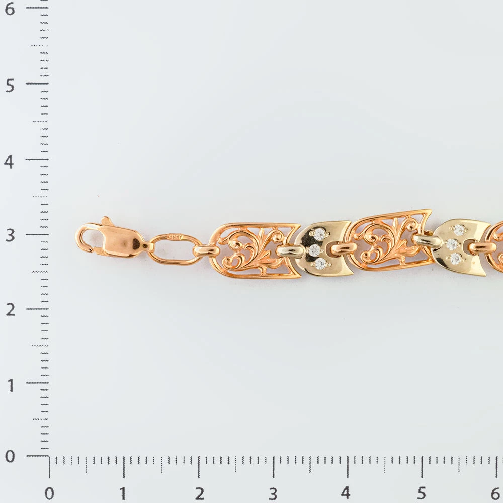 Браслет с фианитом из красного золота 585 пробы