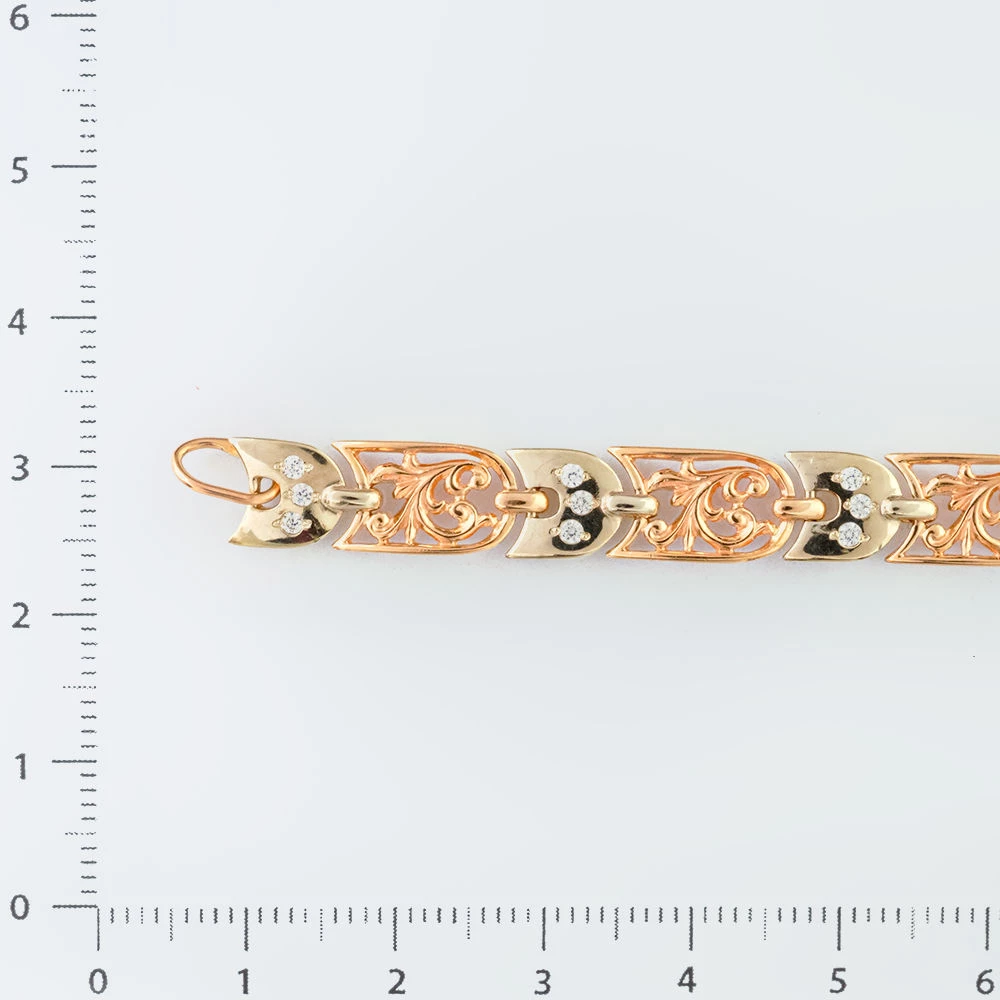 Браслет с фианитом из красного золота 585 пробы