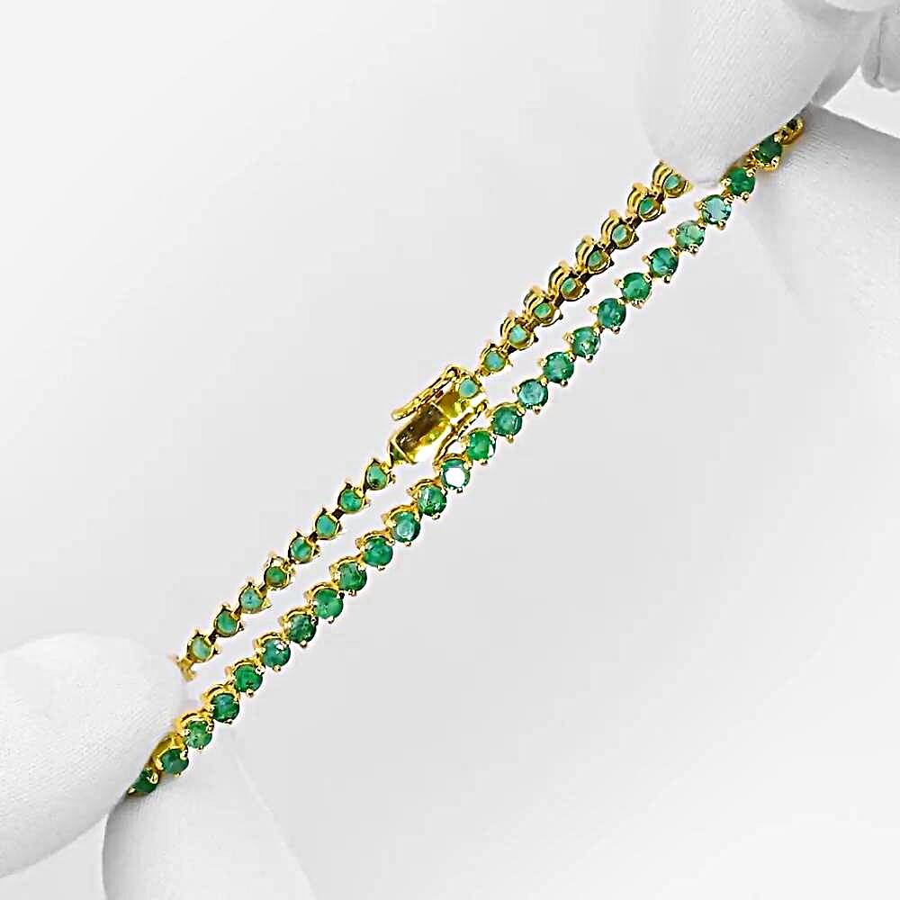 Браслет с изумрудом из желтого золота 585 пробы