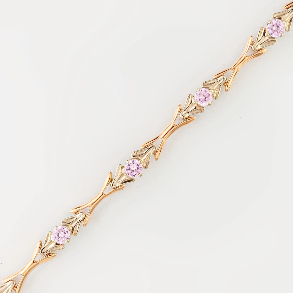 Браслет с фианитом из красного золота 585 пробы