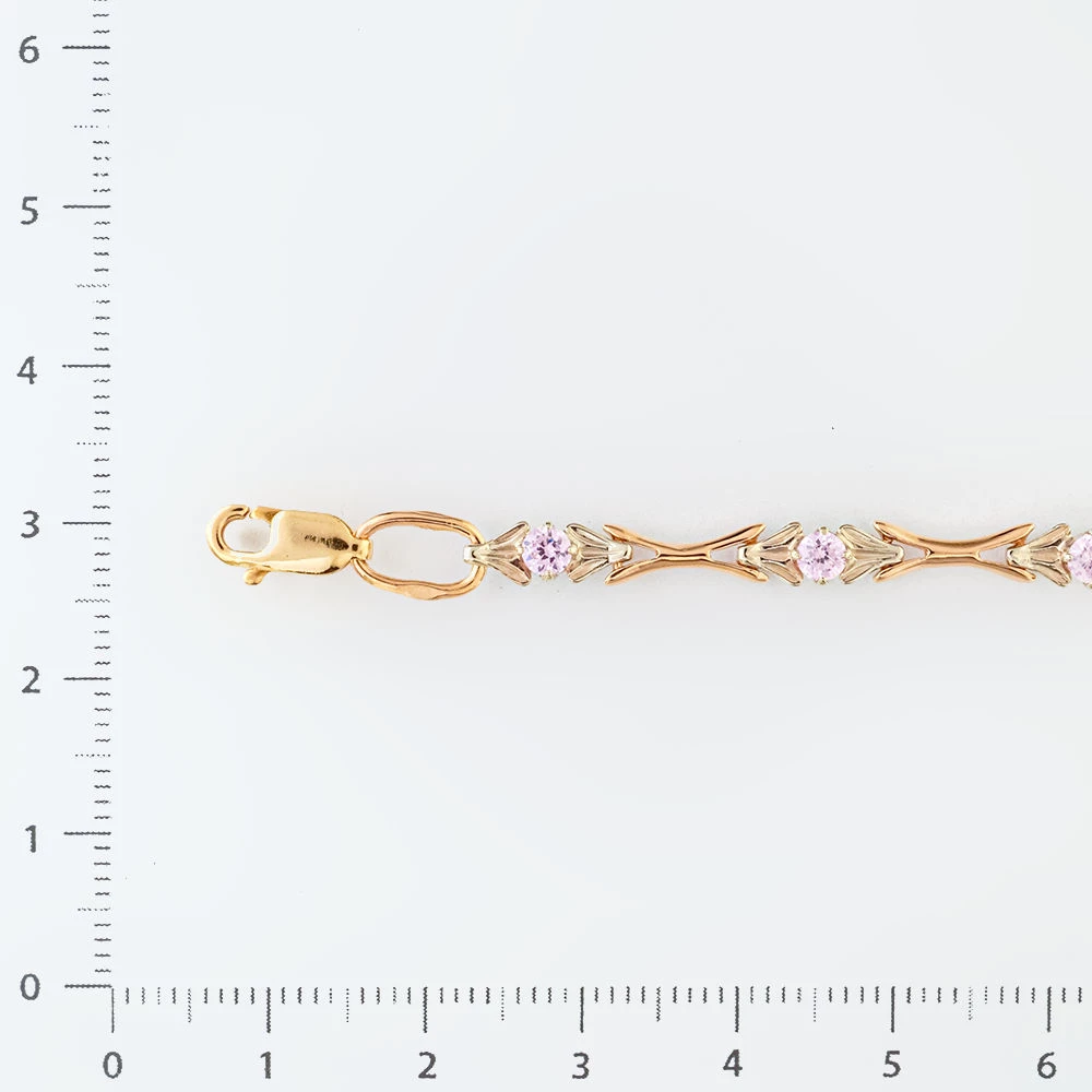 Браслет с фианитом из красного золота 585 пробы