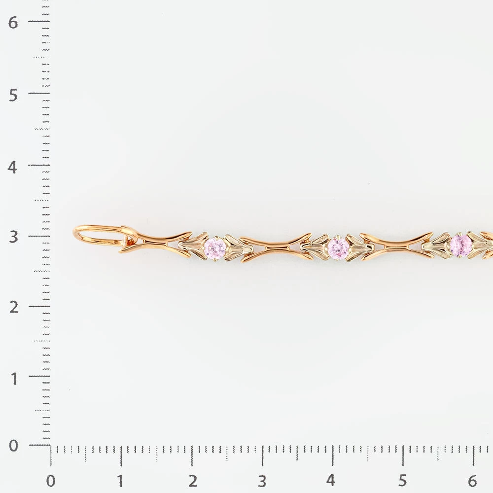 Браслет с фианитом из красного золота 585 пробы