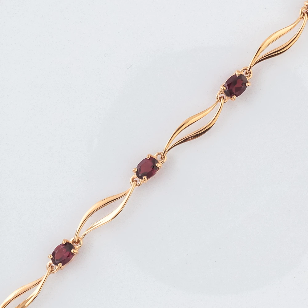 Браслет с гранатом из красного золота 585 пробы 1 Браслет с гранатом из красного золота 585 пробы 1