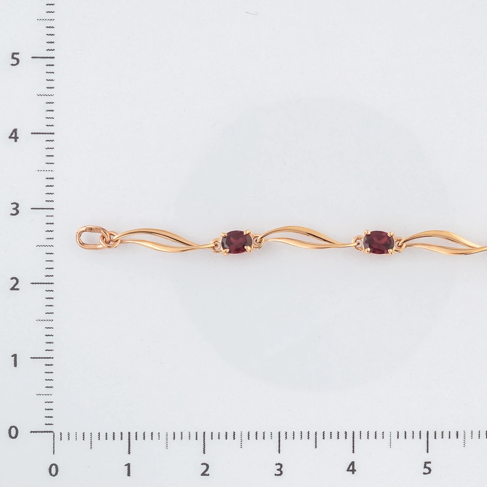 Браслет с гранатом из красного золота 585 пробы 2 Браслет с гранатом из красного золота 585 пробы 2