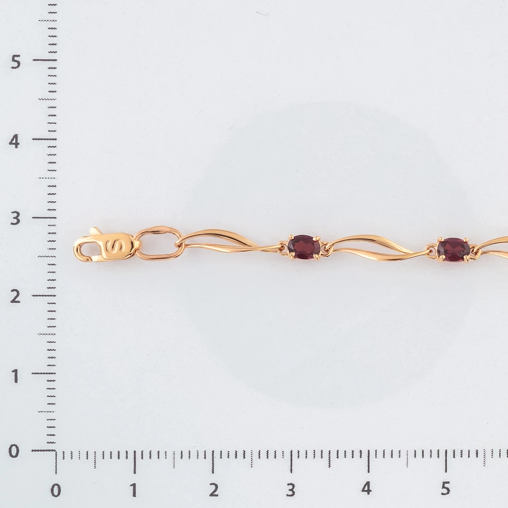 Браслет с гранатом из красного золота 585 пробы 3 Браслет с гранатом из красного золота 585 пробы 3