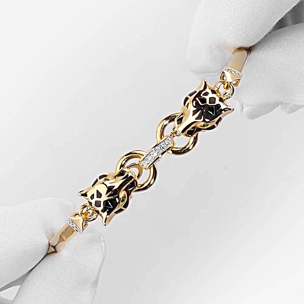 Браслет с эмалью из красного золота 585 пробы