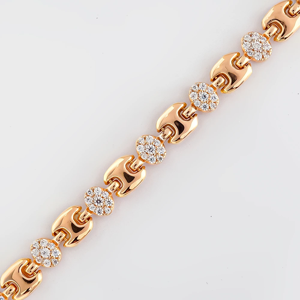 Браслет с фианитом из красного золота 585 пробы