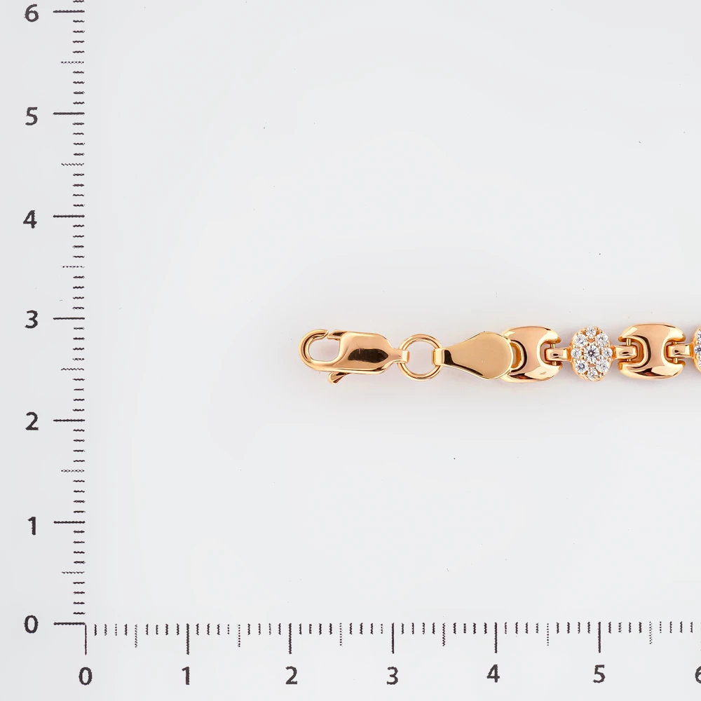 Браслет с фианитом из красного золота 585 пробы