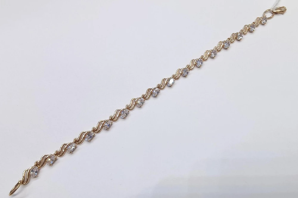 Браслет с фианитом из красного золота 375 пробы