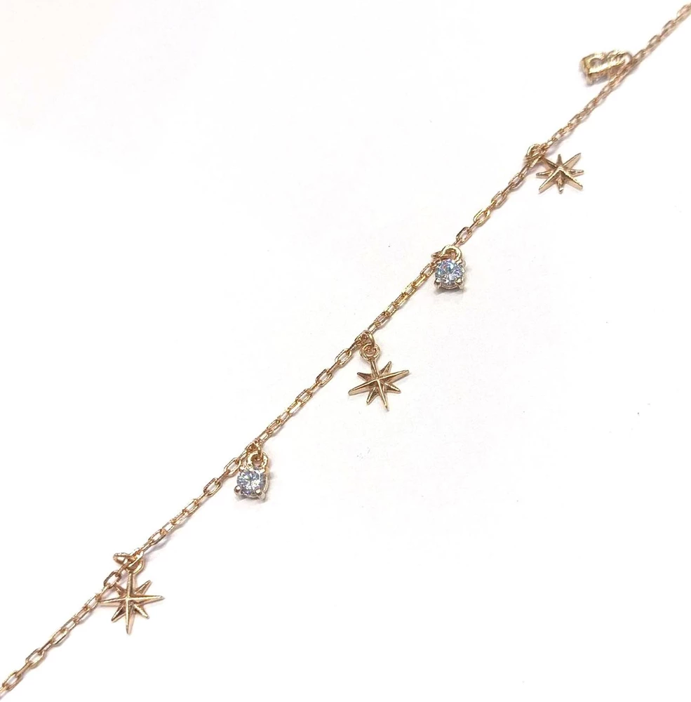 Браслет с фианитом из красного золота 585 пробы