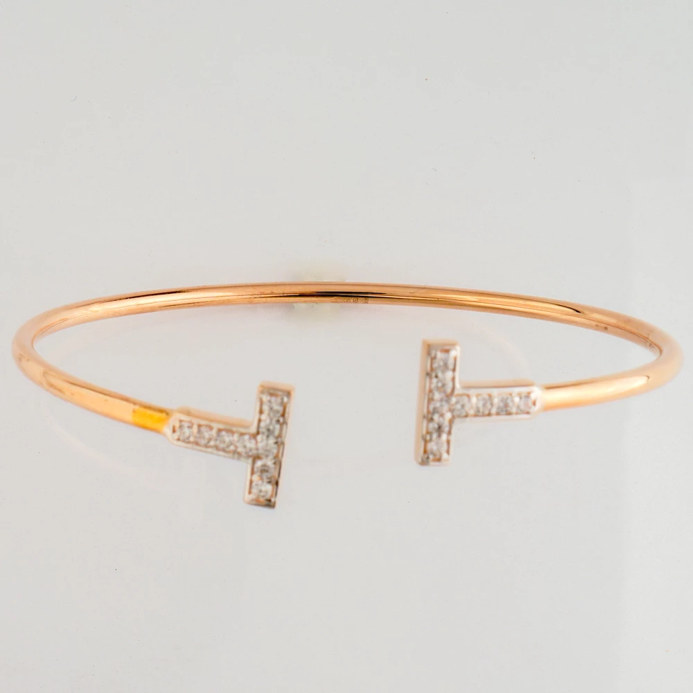 Браслет с фианитом из красного золота 585 пробы