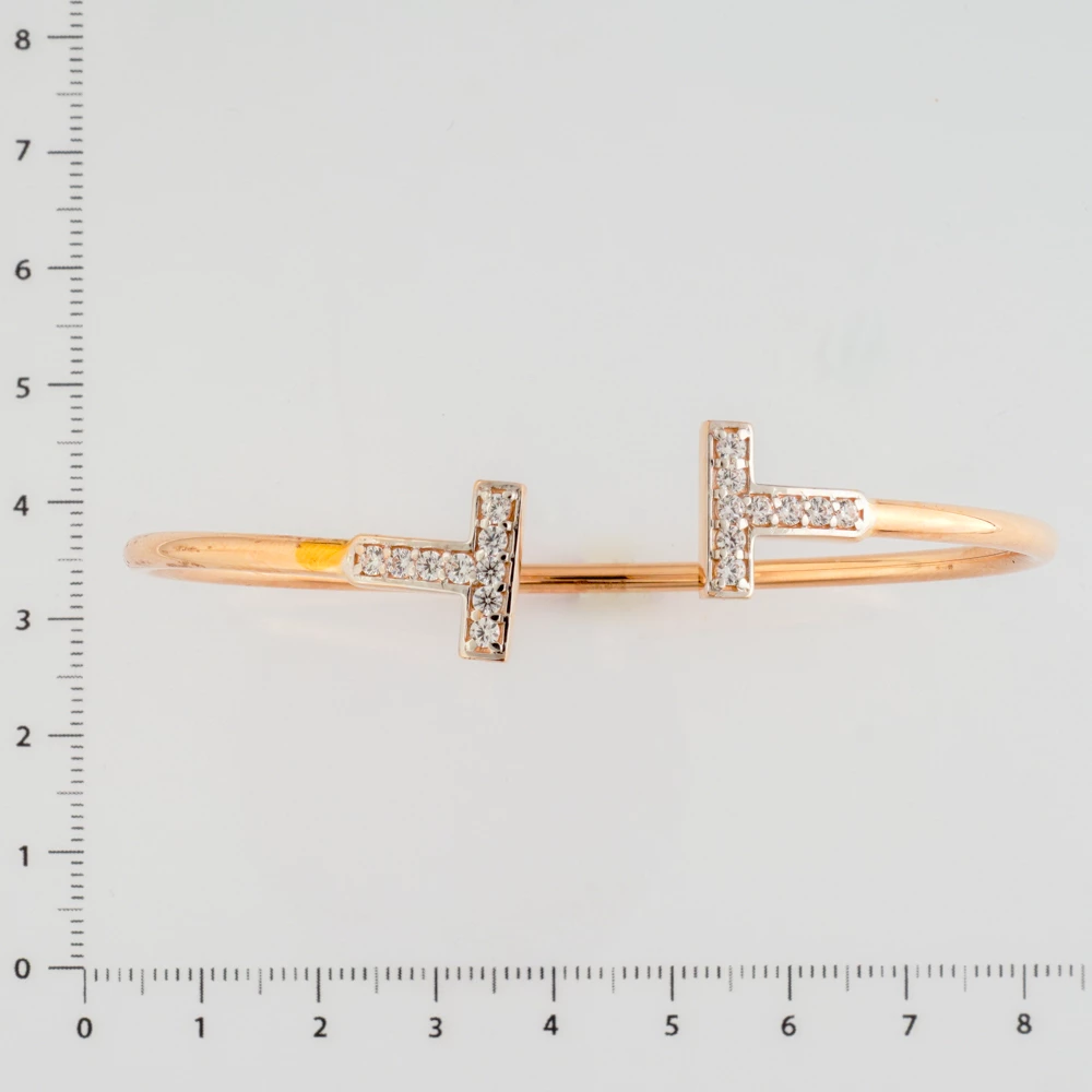 Браслет с фианитом из красного золота 585 пробы