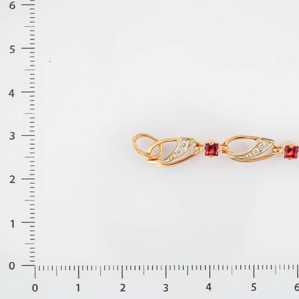 Браслет с гранатом из красного золота 585 пробы