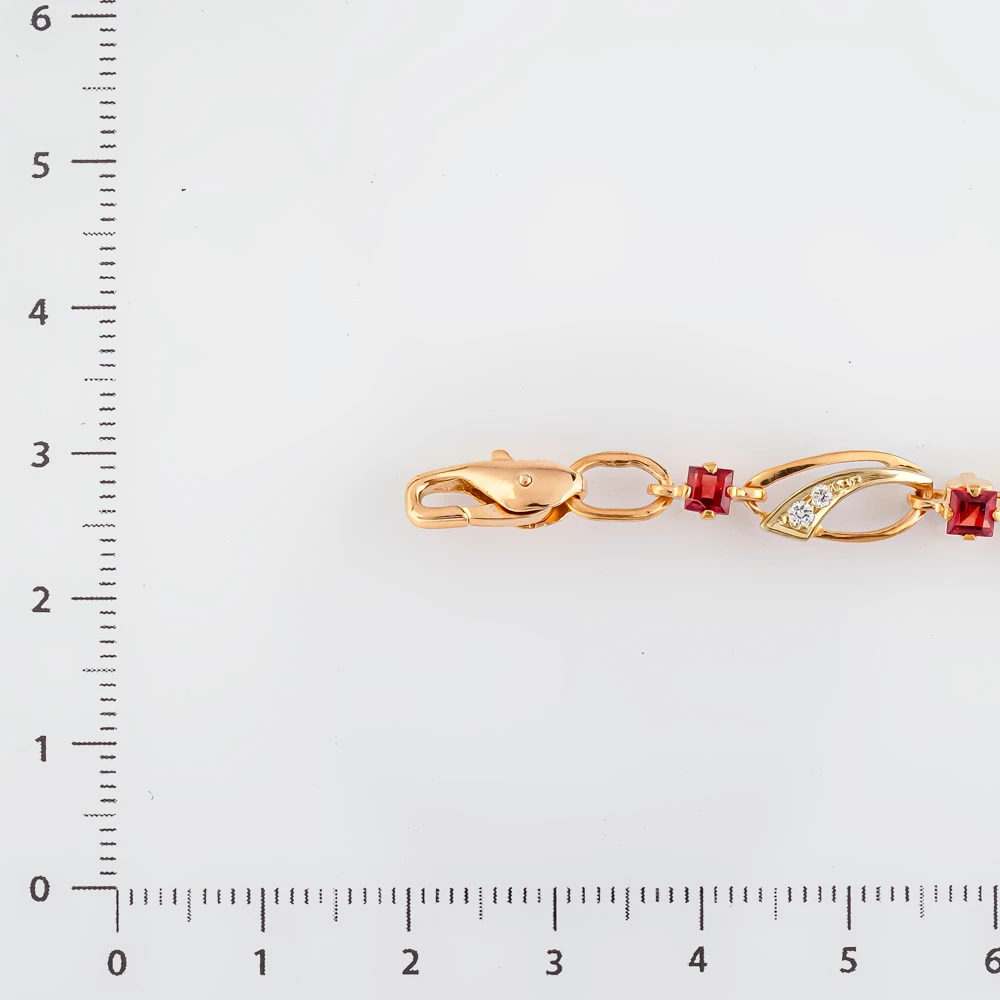 Браслет с гранатом из красного золота 585 пробы