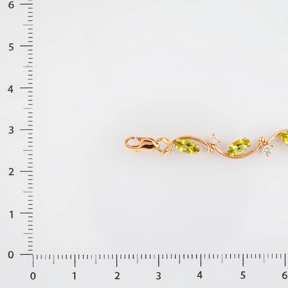 Браслет с хризолитом из красного золота 585 пробы