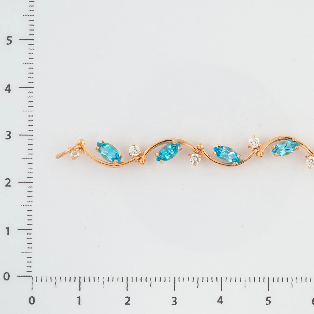 Браслет с топазом из красного золота 585 пробы