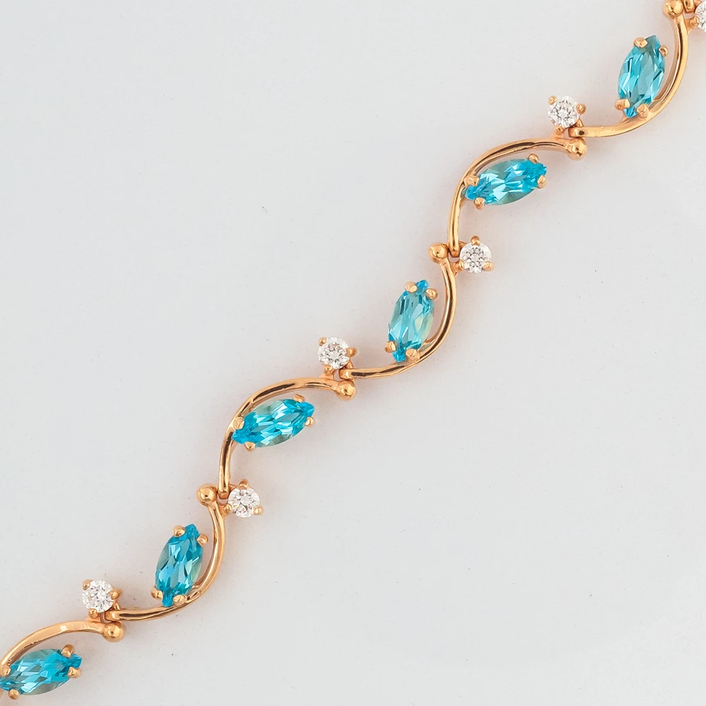 Браслет с топазом из красного золота 585 пробы