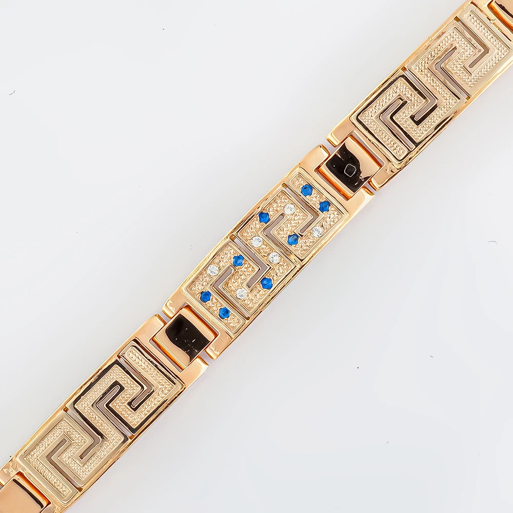 Браслет с фианитом из красного золота 585 пробы