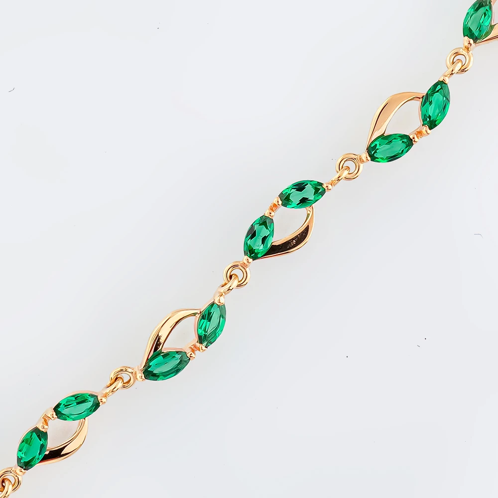 Браслет с изумрудом синтетическим из красного золота 585 пробы
