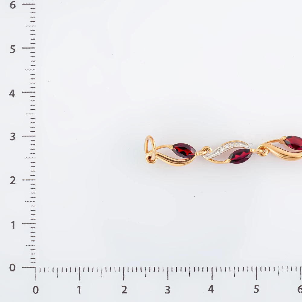 Браслет с гранатом из красного золота 585 пробы