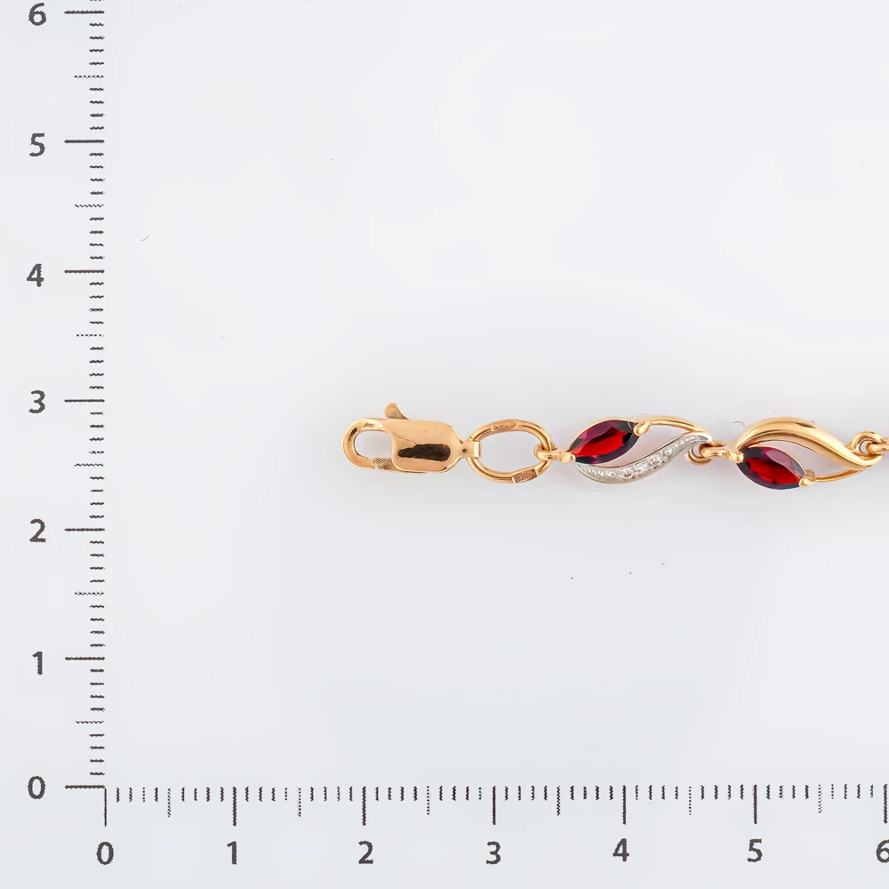 Браслет с гранатом из красного золота 585 пробы