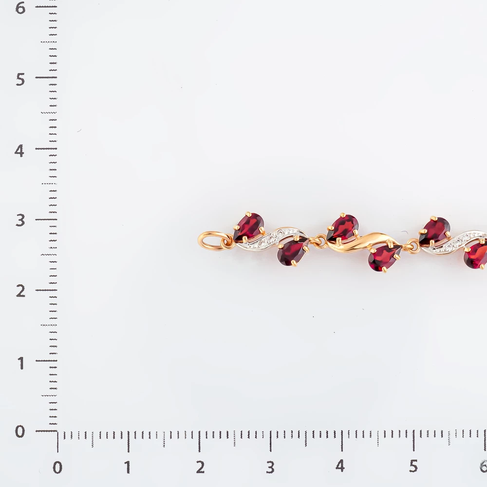 Браслет с гранатом из красного золота 585 пробы