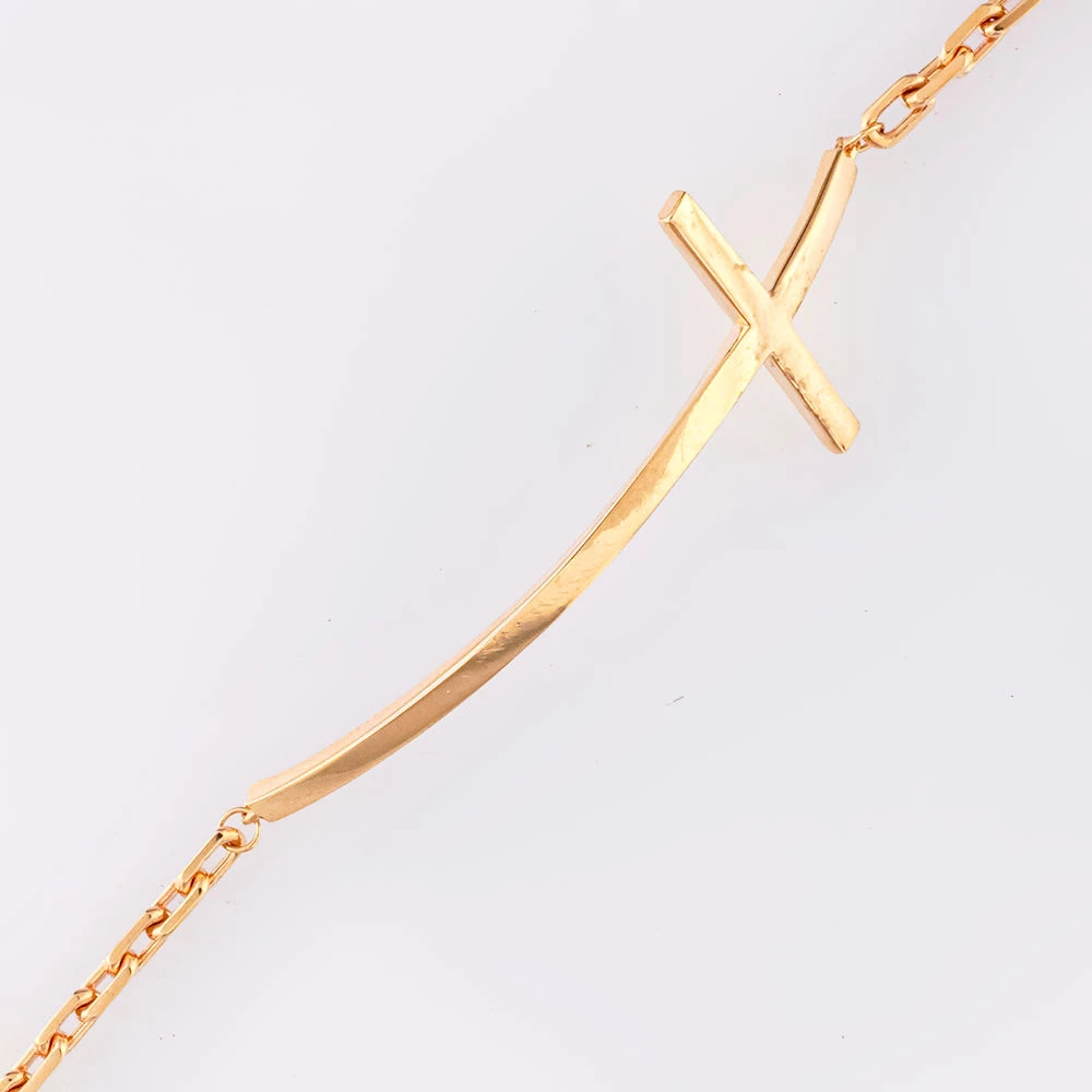 Браслет с фианитом из красного золота 585 пробы