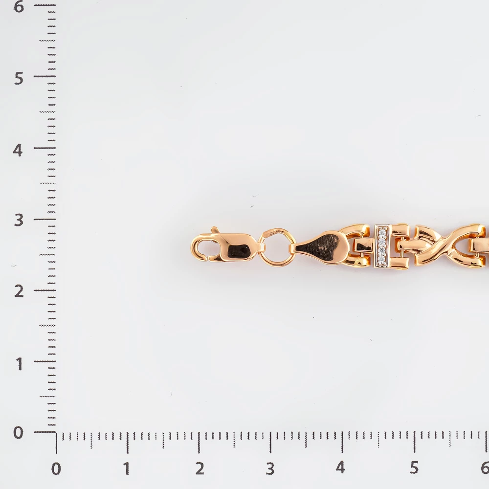 Браслет с фианитом из красного золота 585 пробы